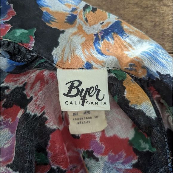 Floral gauzy vintage tie neck peter pan collar blouse M - Picture 15 of 15